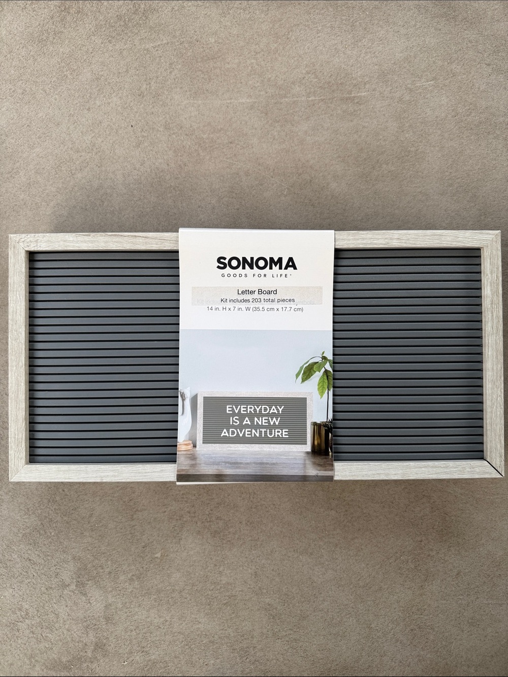 Sonoma Gray Letter Board with Whitewashed Frame